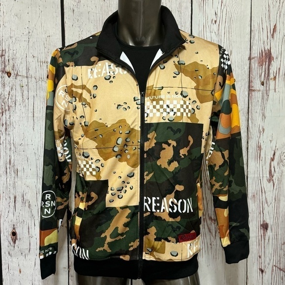 REASON CLOTHING BRAND All Over Camo Mixed Print Tracksuit 2 Pc Men's Large NWT - Picture 7 of 16